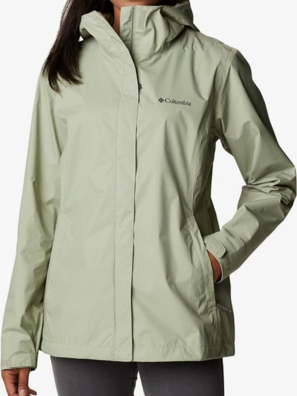 Women's Light Gray Hooded Belted Rain Trench Coat